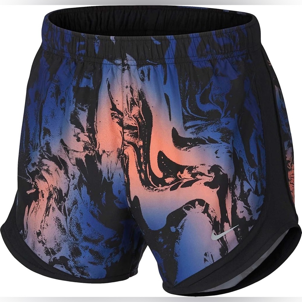 Nike Printed Dri-FIT Running Shorts in Crimson Pulse/Black/Wolf Grey Marble